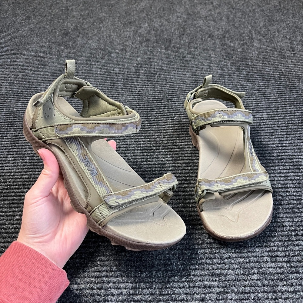 Teva Terra Fi 5 Sport Sandals Womens size 6 Olive Green Camo Hiking Water Shoes